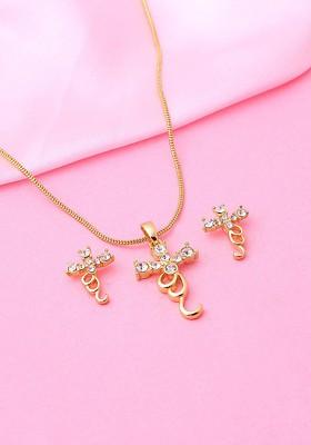 Gold Crystals Gold Plated Necklace Set