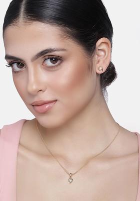 White Crystals Gold Plated Necklace Set