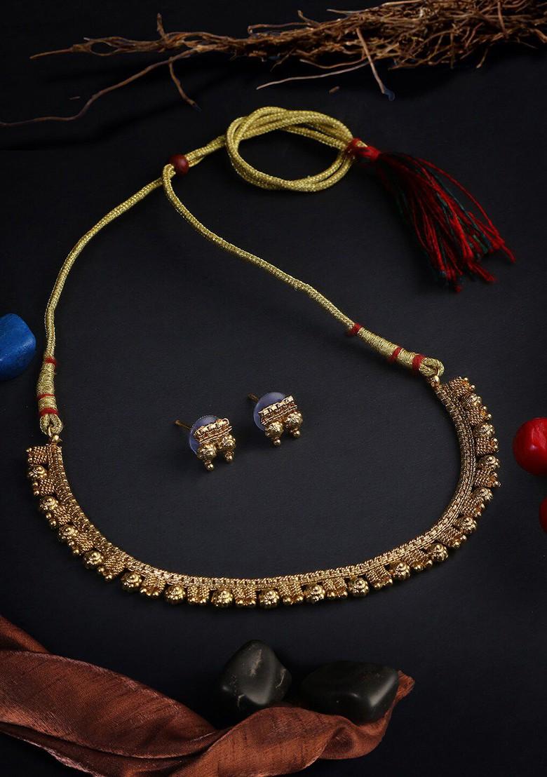 Gold Plain Gold Plated Jewellery Set