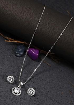 Silver Plain Silver Plated  Jewellery Set