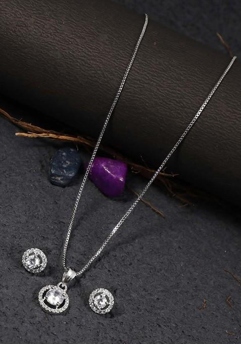 Silver Plain Silver Plated  Jewellery Set