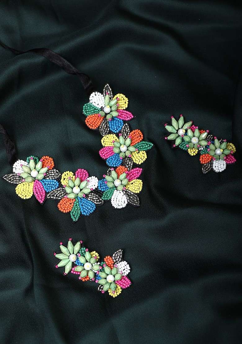 Multi Pearl Beaded Handcrafted Jewellery Set - Indya