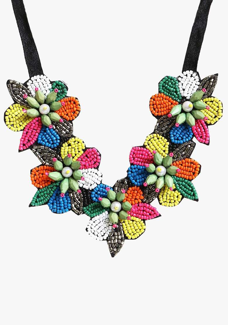Multi Pearl Beaded Handcrafted Jewellery Set - Indya