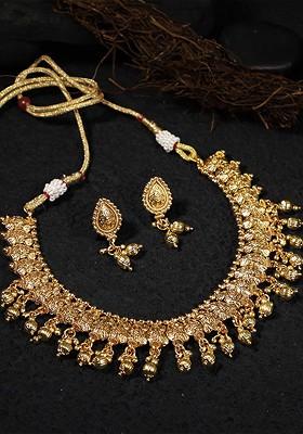 Gold Plain Gold Plated Jewellery Set