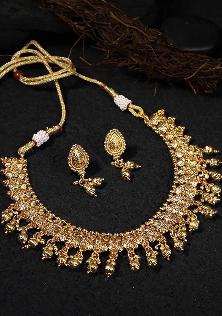 Gold Plain Gold Plated Jewellery Set