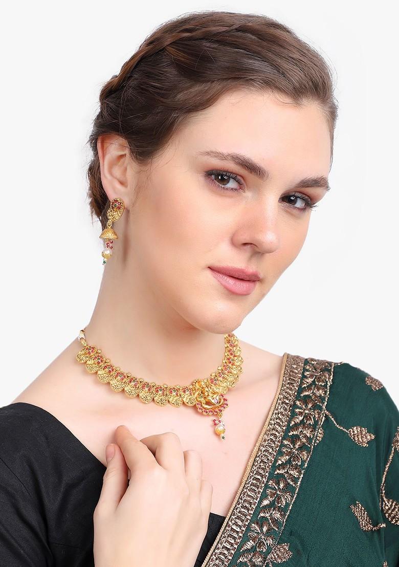 Gold Plain Gold Plated Jewellery Set
