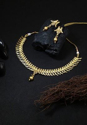 Gold Plain Gold Plated Jewellery Set