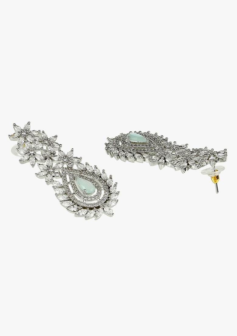 Silver Stone Studded  Rhodium Plated Jewellery Set