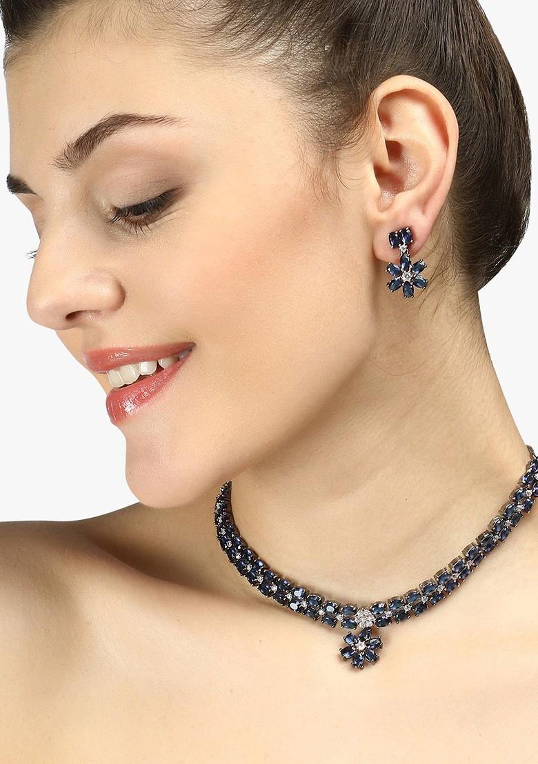 Gold Stone Studded  Gold Plated Jewellery Set