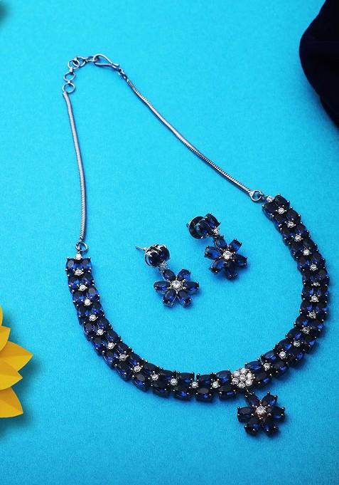 Gold Stone Studded  Gold Plated Jewellery Set