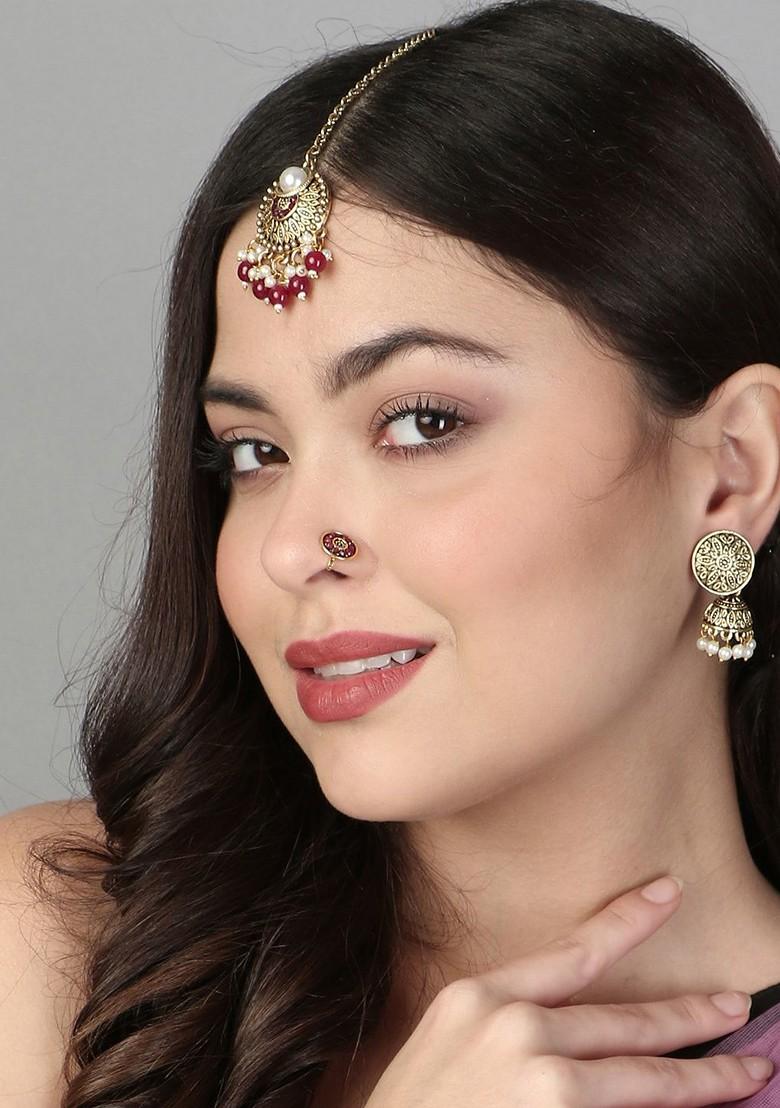 Gold Pearl Beaded Gold Plated Jewellery Set