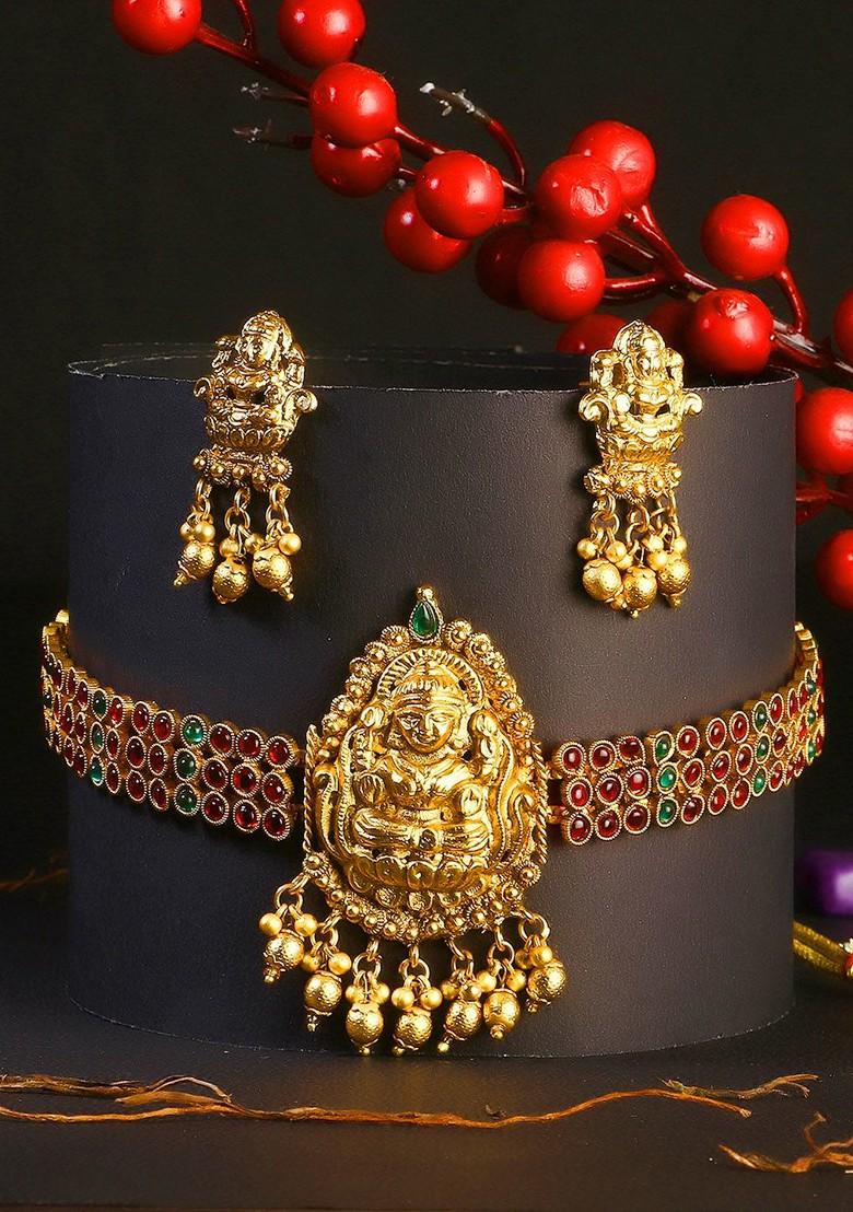 Gold Plain Gold Plated Jewellery Set