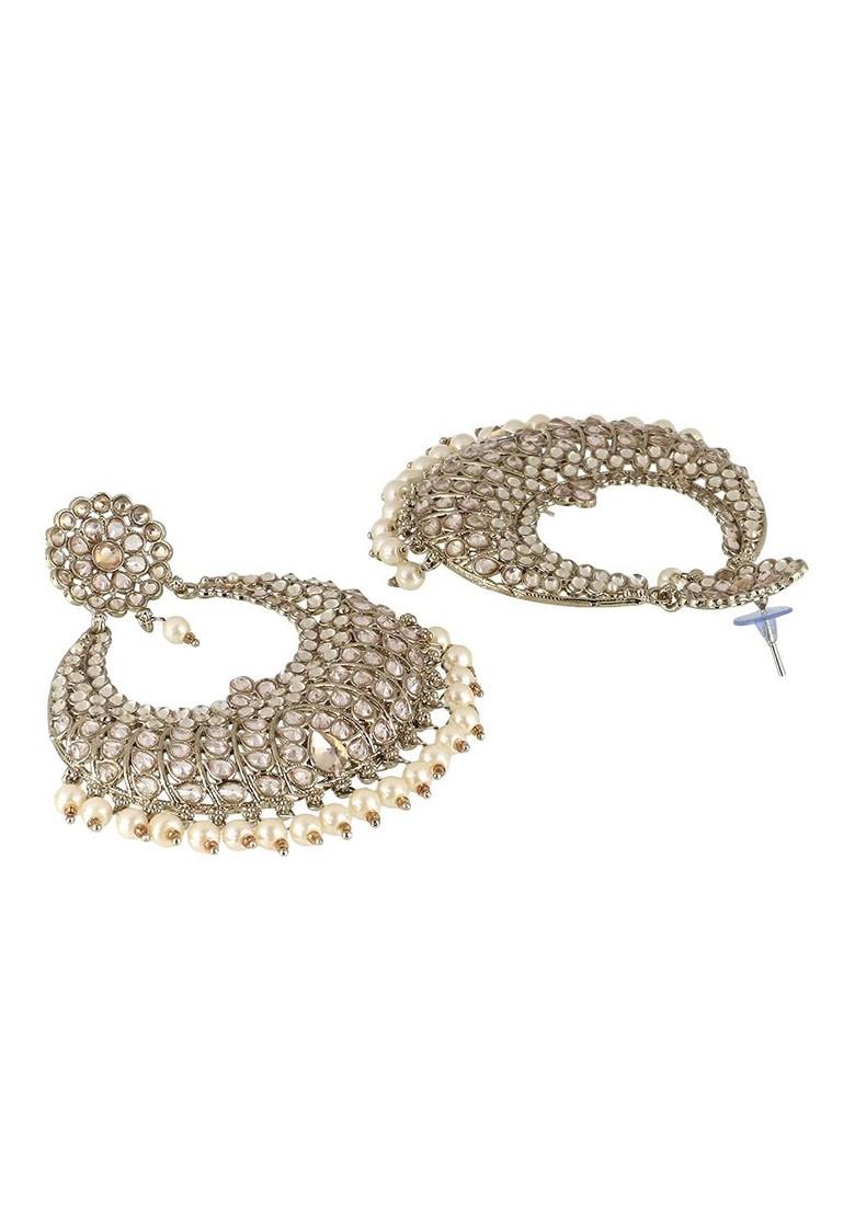 Gold Stone Studded And Beaded Gold Plated Jewellery Set