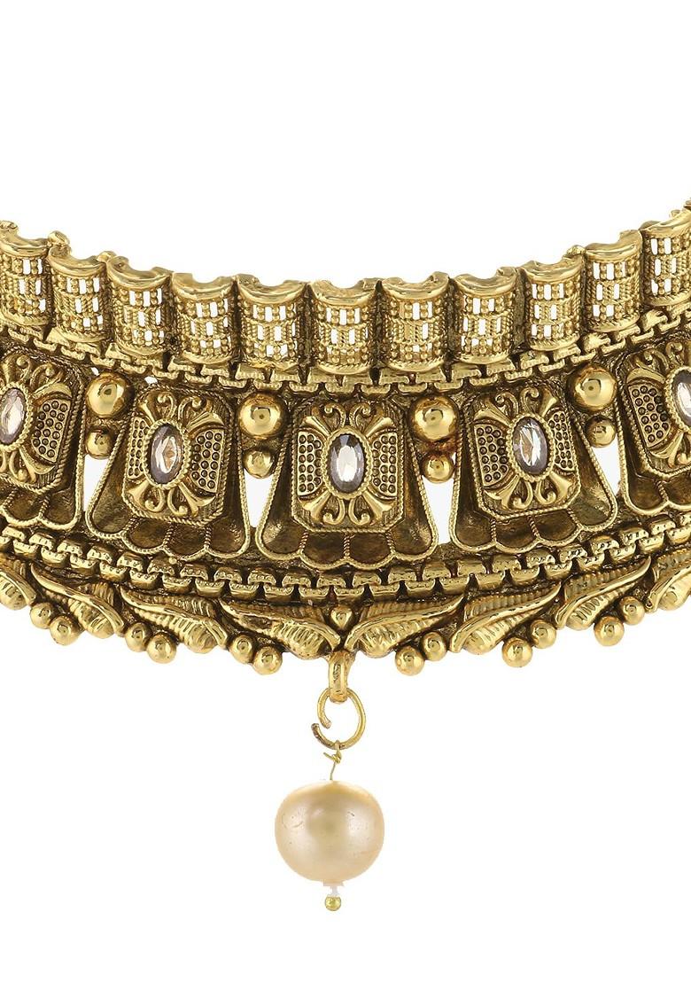 Gold Stone Studded  Gold Plated Jewellery Set