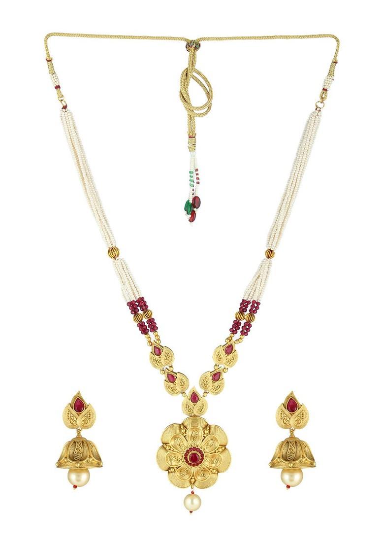 Gold Plain Gold Plated Jewellery Set