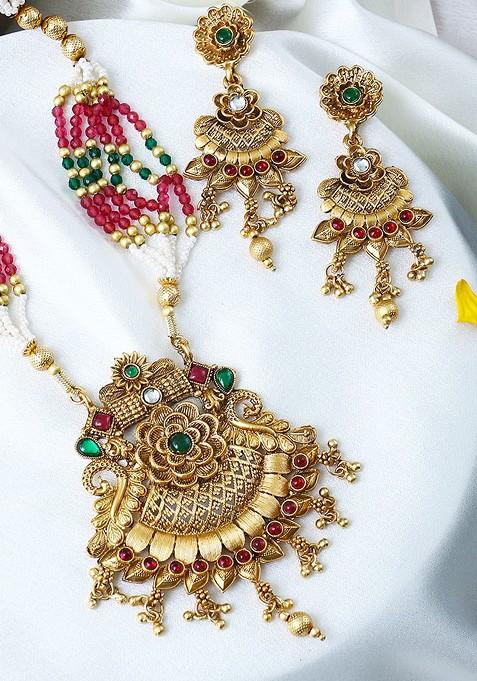 Gold Floral Stud Gold Plated Jewellery Set