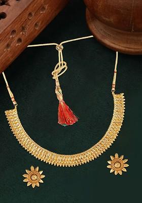 Gold Plain Gold Plated Jewellery Set