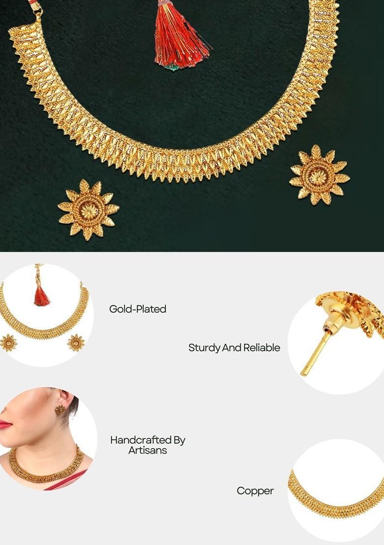 Gold Plain Gold Plated Jewellery Set