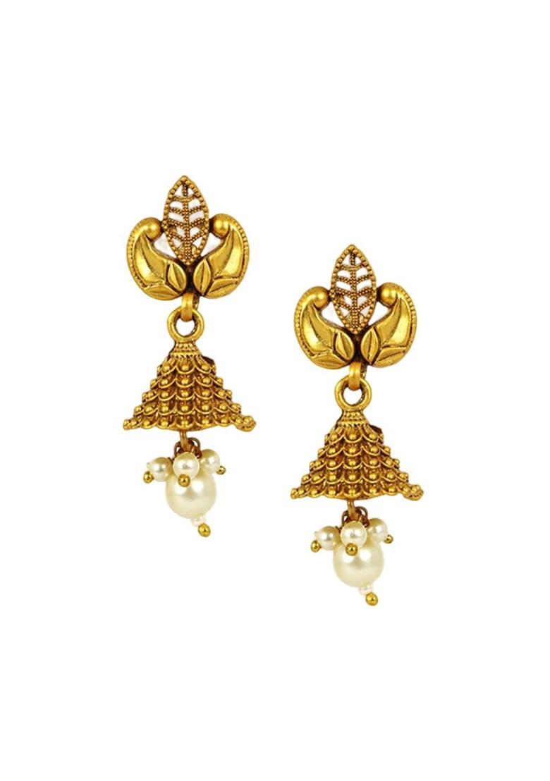 Gold Leaf Shaped Studs Gold Plated Jewellery Set