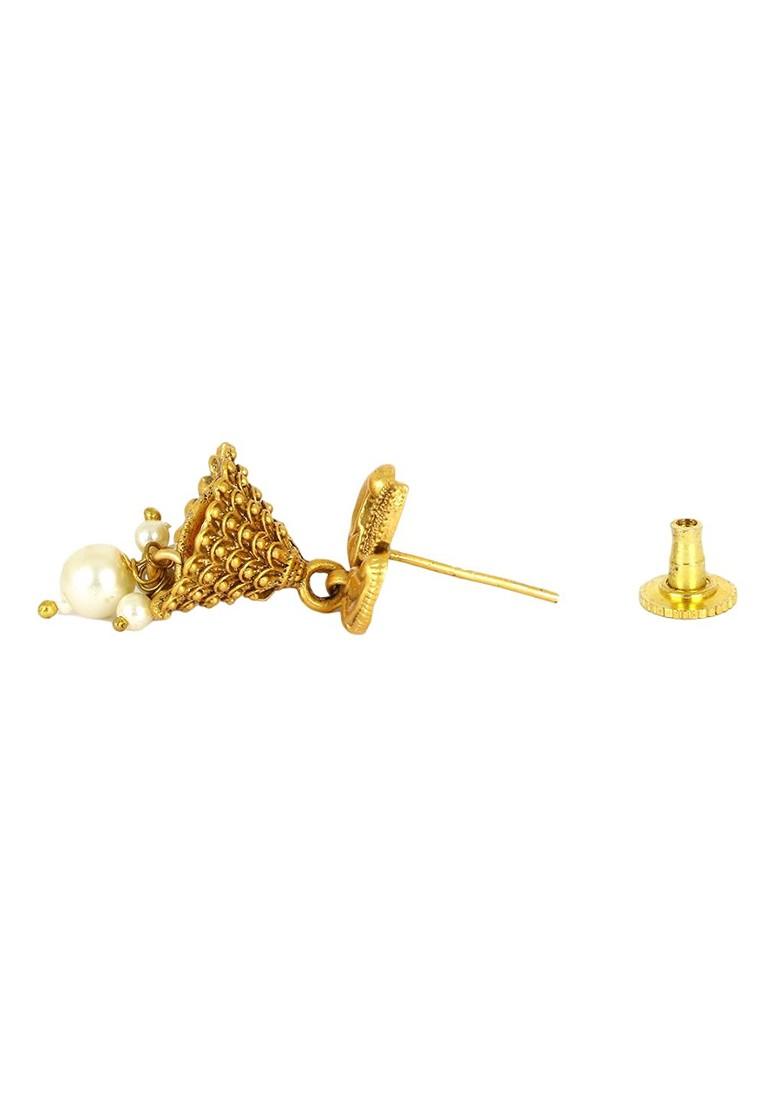Gold Leaf Shaped Studs Gold Plated Jewellery Set