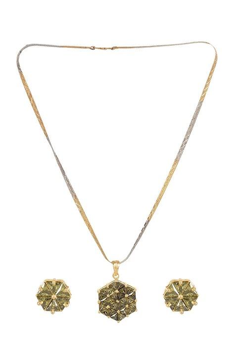 Gold Stone Studded  Gold Plated Jewellery Set