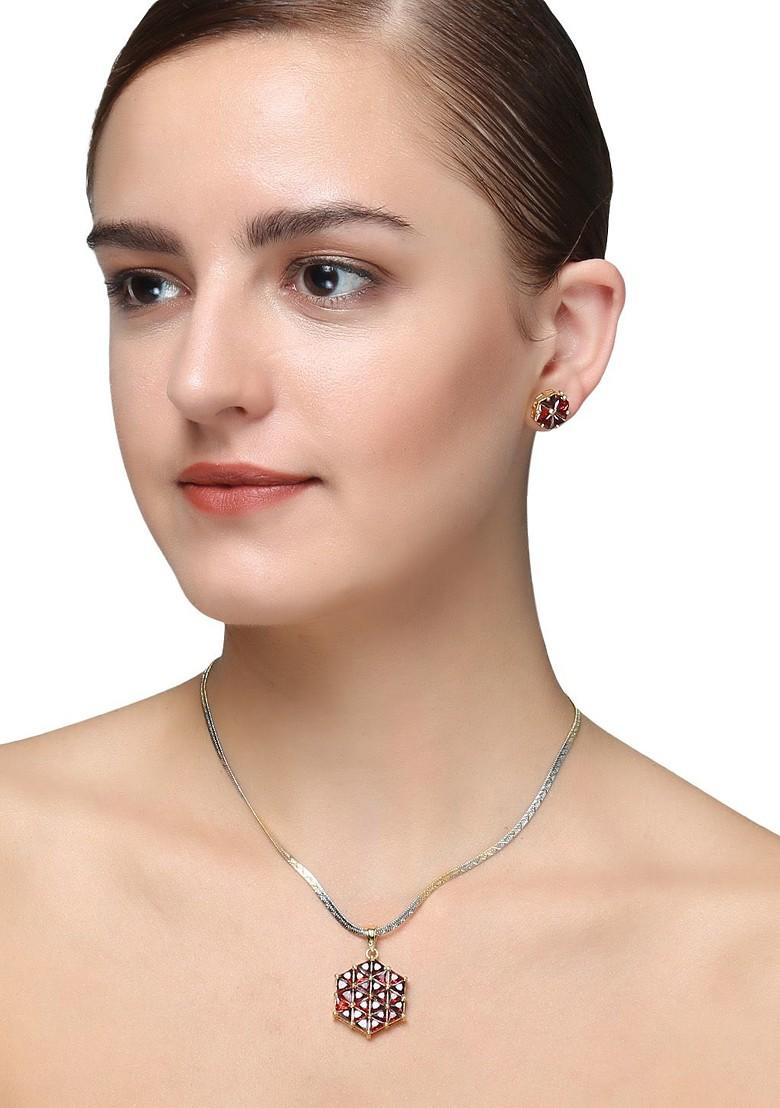 Gold Stone Studded  Gold Plated Jewellery Set