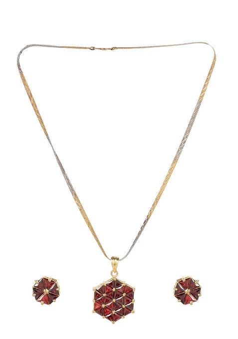 Gold Stone Studded  Gold Plated Jewellery Set