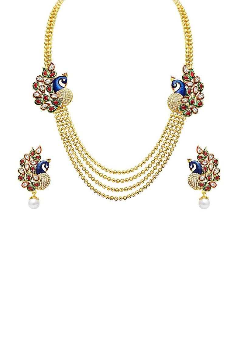 Gold  Stones Studded  Gold Plated Jewellery Set