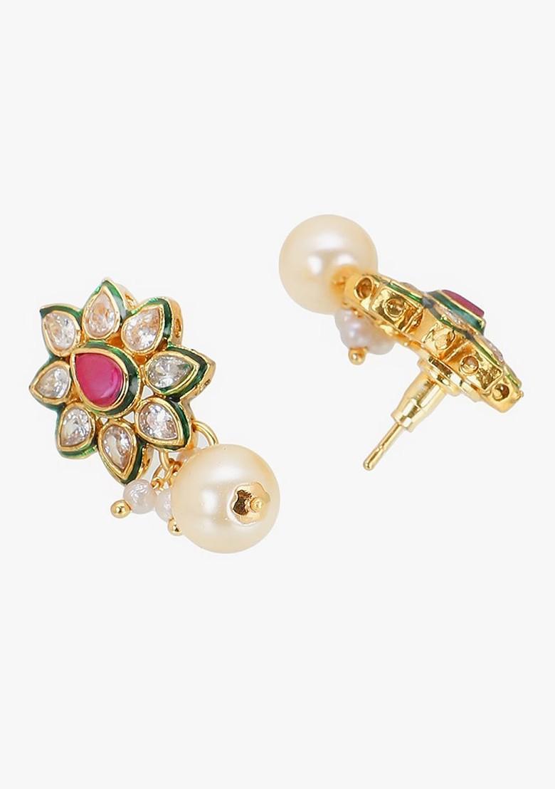 Gold Stone Studded  Gold Plated Jewellery Set