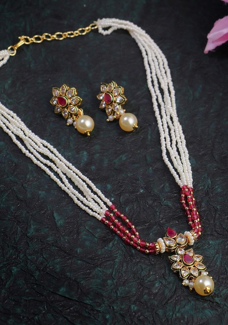 Gold Stone Studded  Gold Plated Jewellery Set