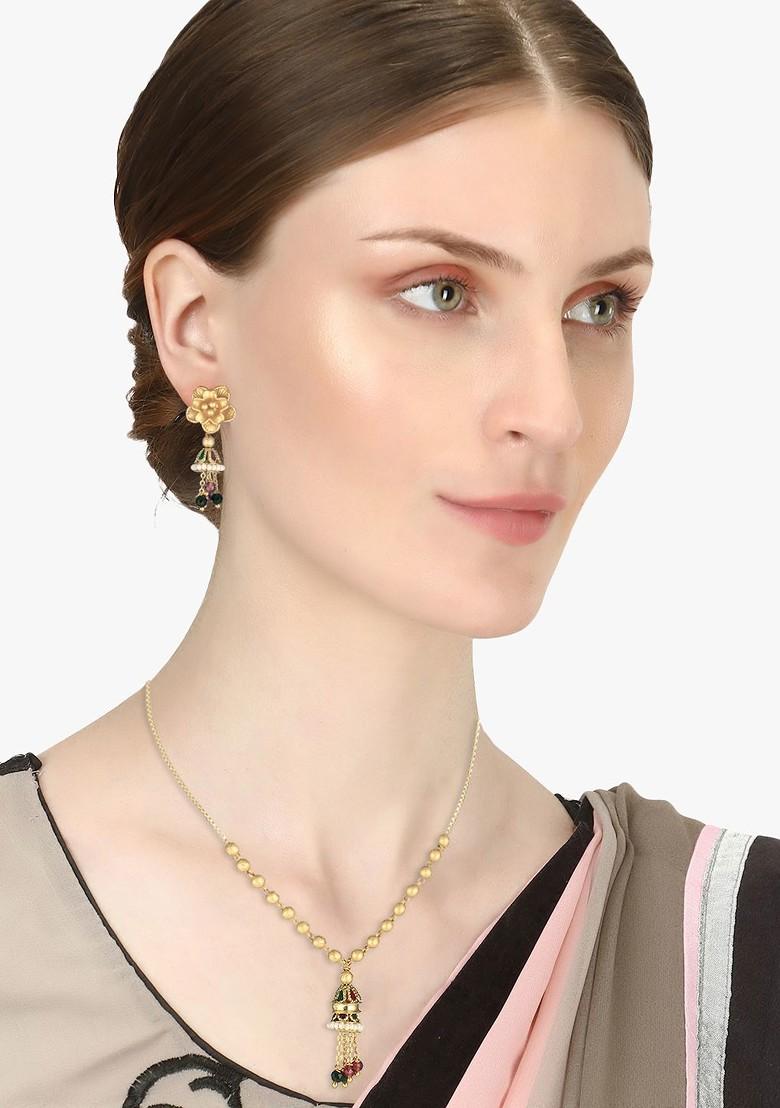 Gold  Stones Studded  Gold Plated Jewellery Set