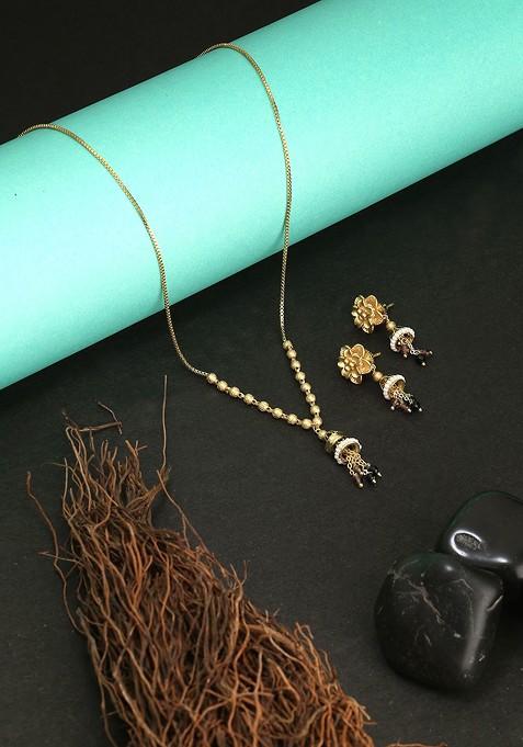 Gold  Stones Studded  Gold Plated Jewellery Set