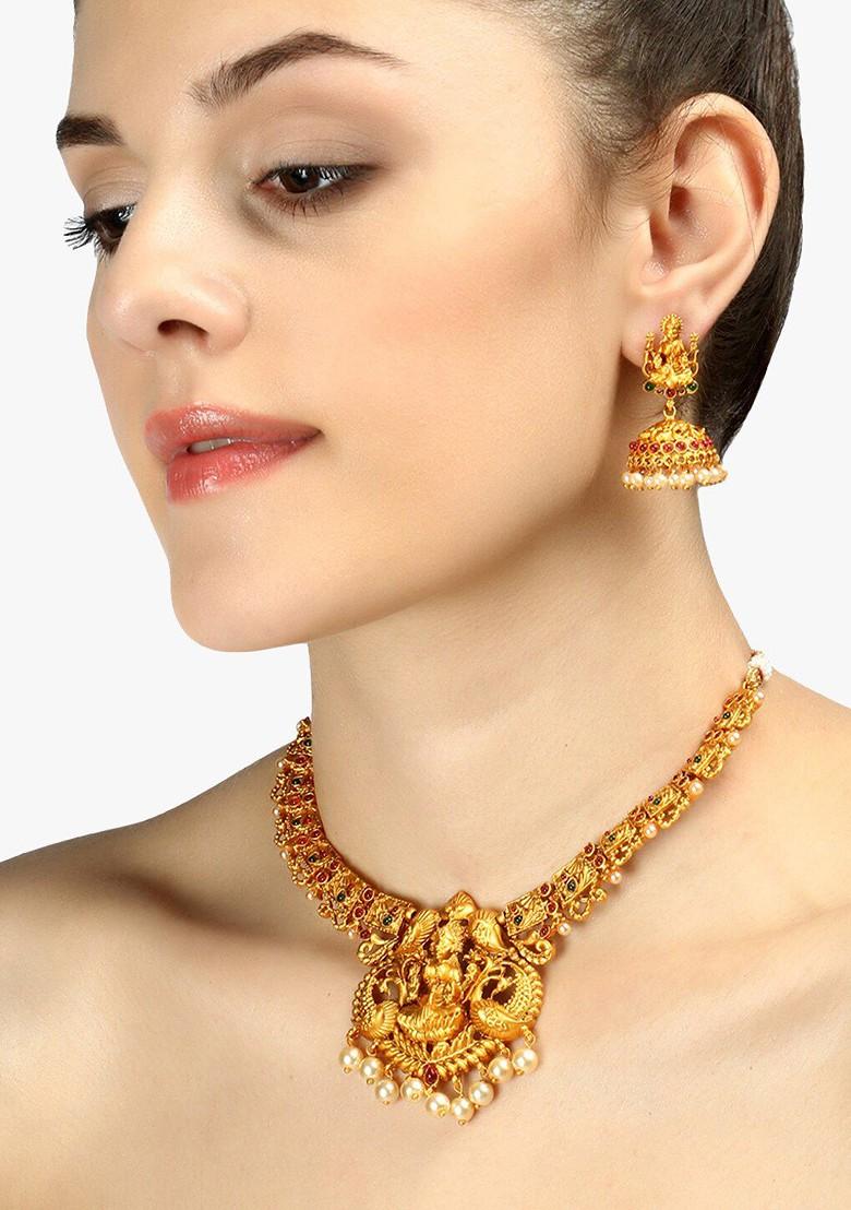 Gold  Stones Studded  Gold Plated Jewellery Set