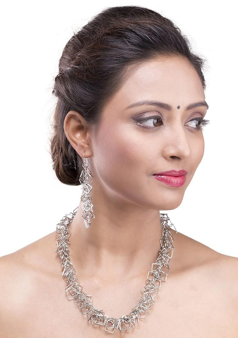 Silver Plain Silver Plated  Jewellery Set