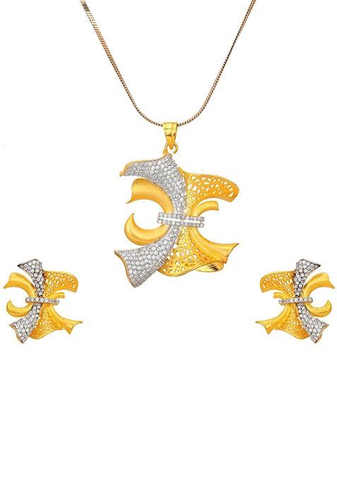 Gold Stone Studded And Beaded Gold Plated Jewellery Set