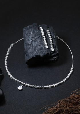 Silver Plain Silver Plated  Jewellery Set