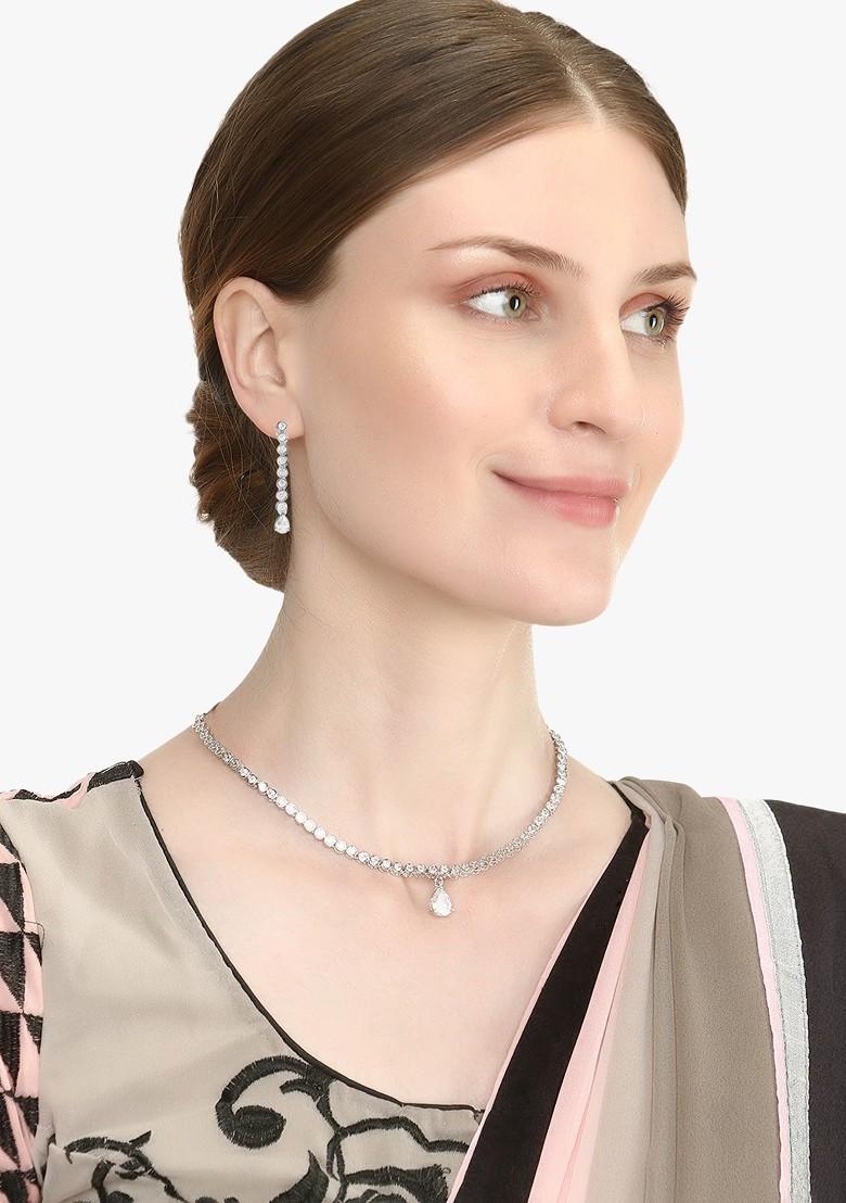 Silver Plain Silver Plated  Jewellery Set