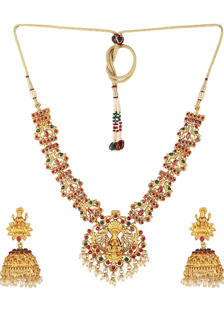 Gold Stone Studded  Gold Plated Jewellery Set
