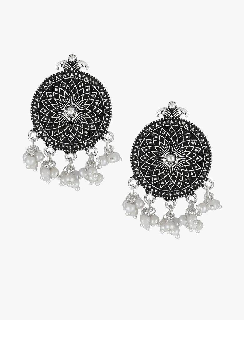 Silver Pearl Beaded Silver Plated  Jewellery Set