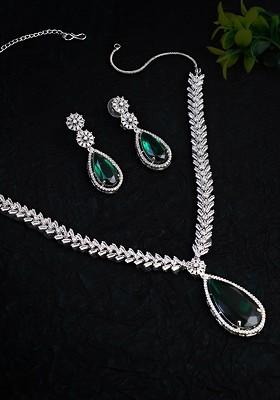 Silver Plain Rhodium Plated Jewellery Set
