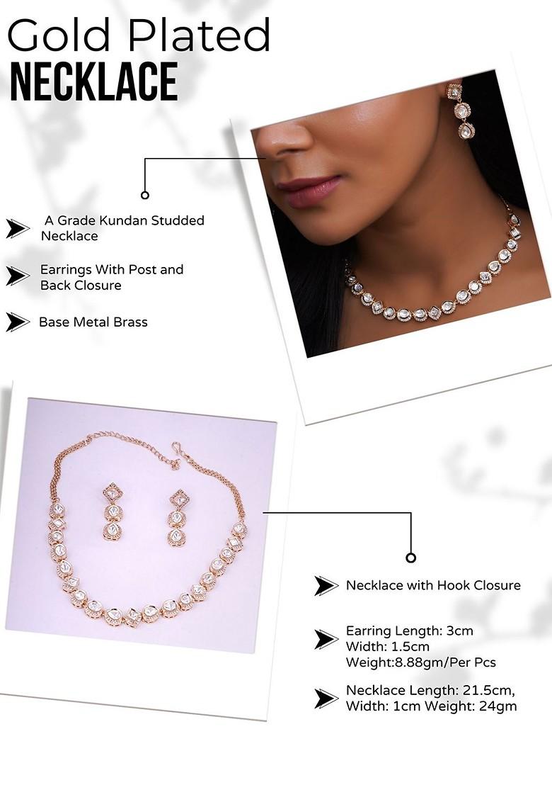 Gold Studded  And Beaded  Gold Plated Jewellery Set