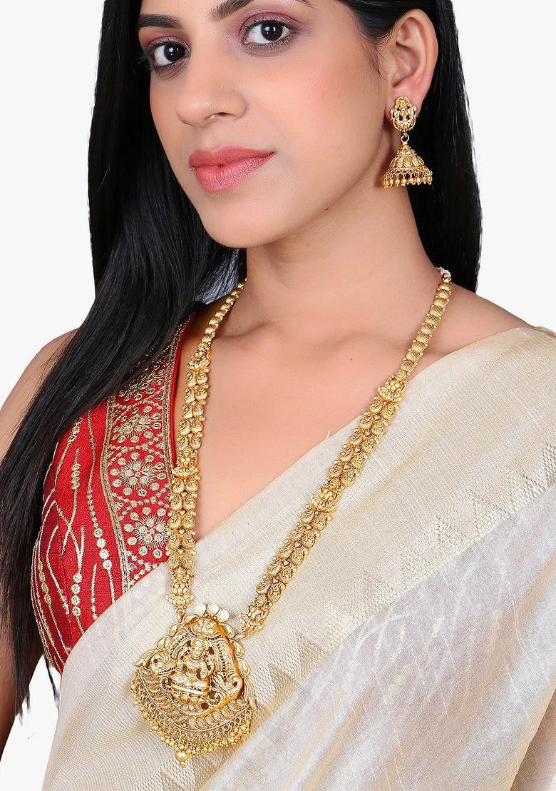 Gold Plain Gold Plated Jewellery Set