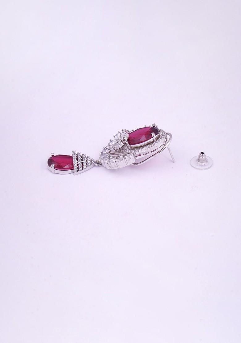 Silver Studded  And Beaded  Rhodium Plated Jewellery Set