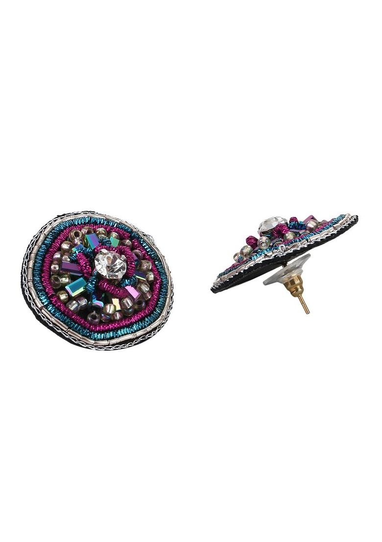 Multi  Stones Studded  Fabric Jewellery Set