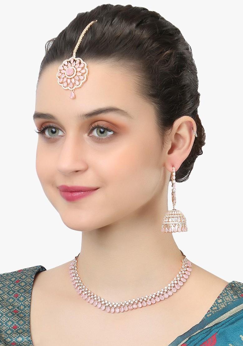 Rose Gold Plain Gold Plated Jewellery Set