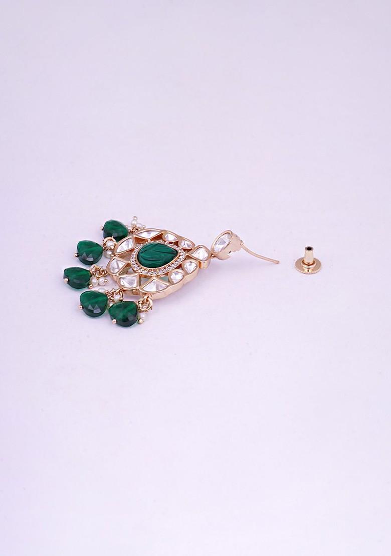 Gold Studded  And Beaded  Gold Plated Jewellery Set