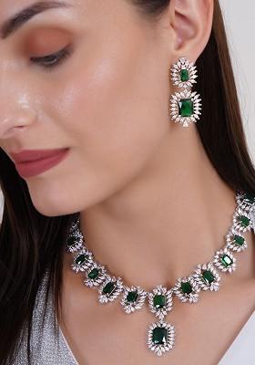 Silver Plain Rhodium Plated Jewellery Set