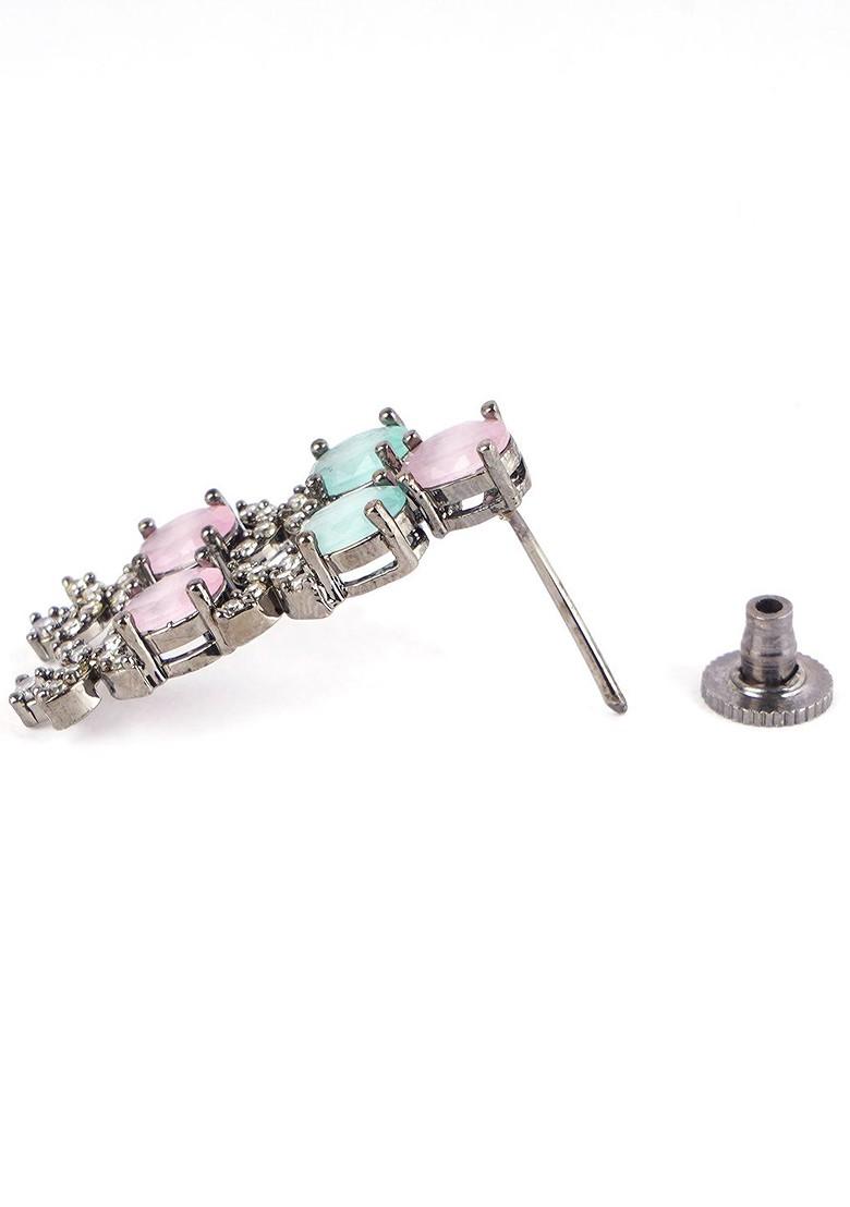 Silver Cz Studded Rhodium Plated Jewellery Set