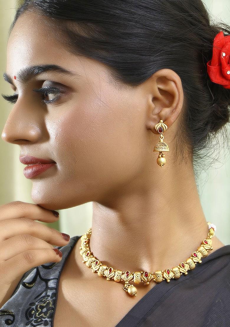 Gold Plain Gold Plated Jewellery Set