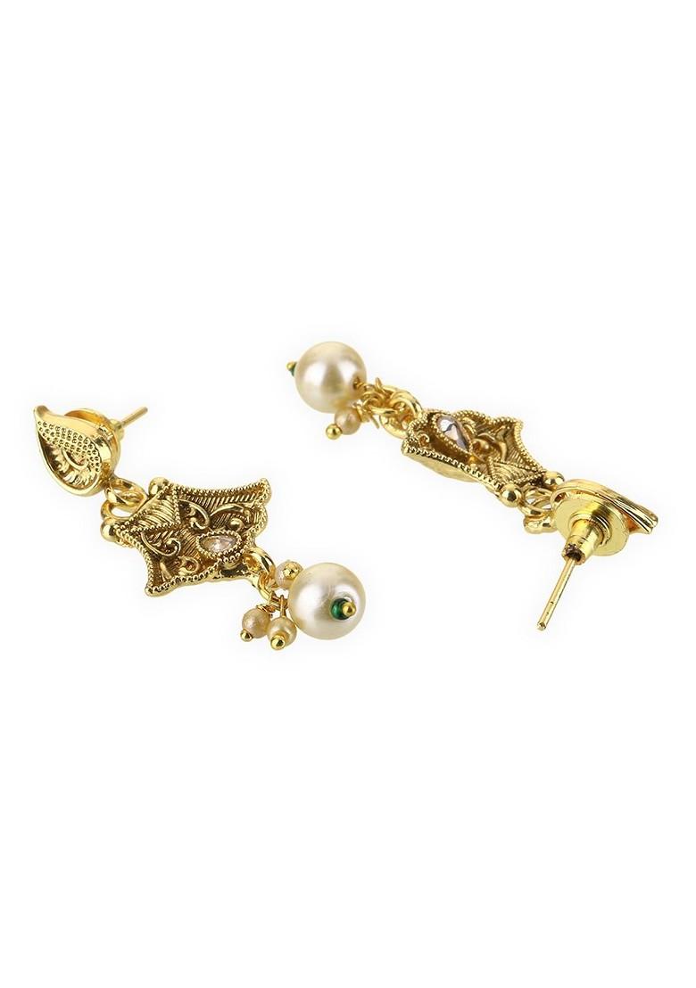 Gold Stone Studded  Gold Plated Jewellery Set